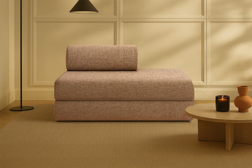 Canapé 2 places convertible et modulable - Tissu tweed Marron