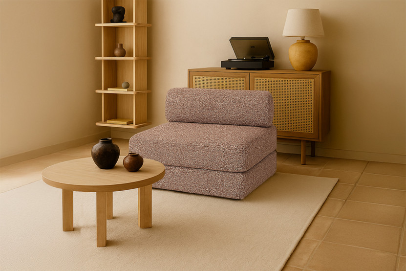 Fauteuil convertible et modulable - Tissu tweed Rouge