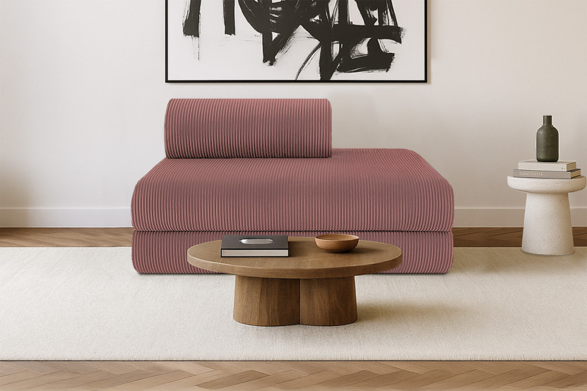 Canapé 2 places convertible et modulable - Velours côtelé Rose