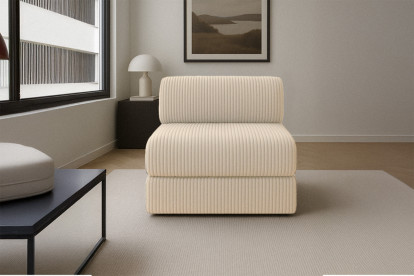 Fauteuil convertible et modulable - Velours côtelé XL Beige