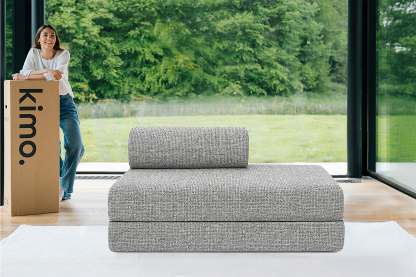 Canapé 2 places convertible et modulable - Tissu tweed Gris
