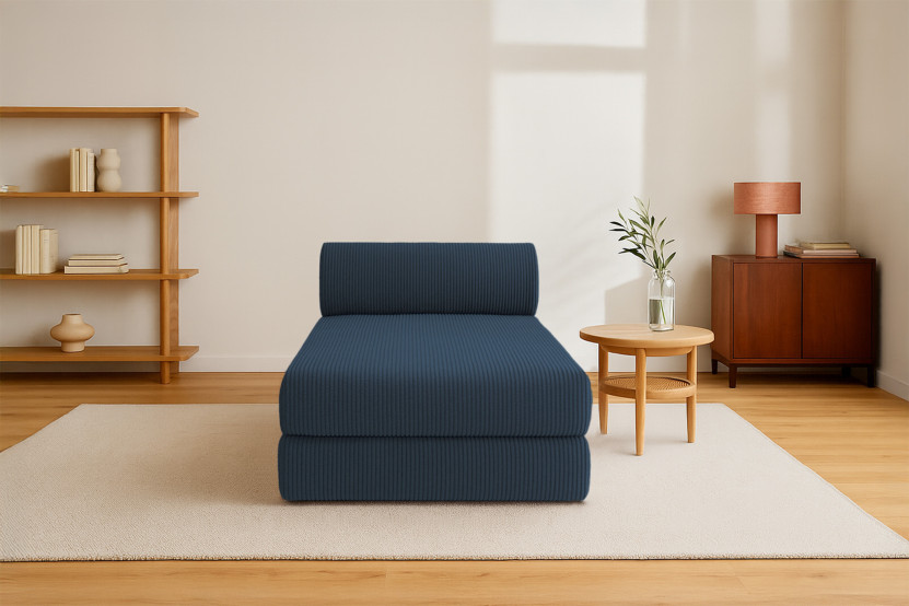 Méridienne convertible et modulable - Velours côtelé Bleu