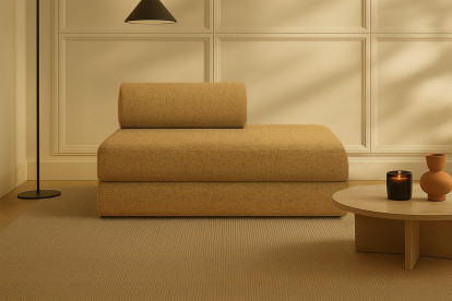 Canapé 2 places convertible et modulable - Tissu tweed Jaune