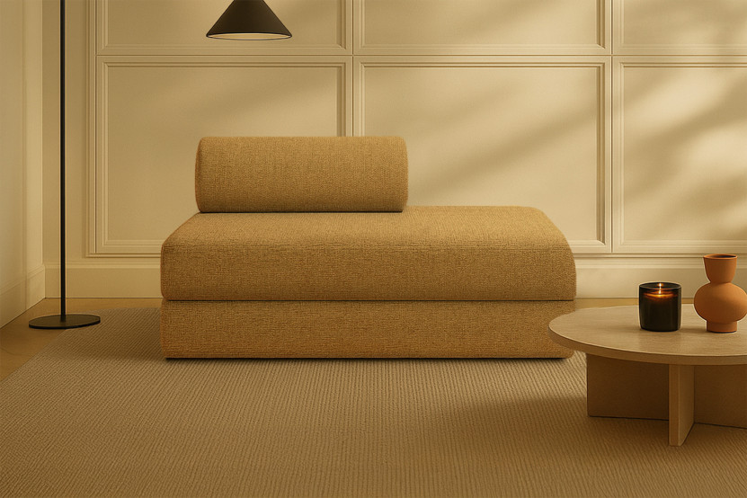 Canapé 2 places convertible et modulable - Tissu tweed Jaune