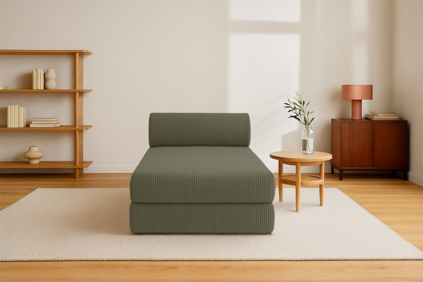 Méridienne convertible et modulable - Velours côtelé Vert