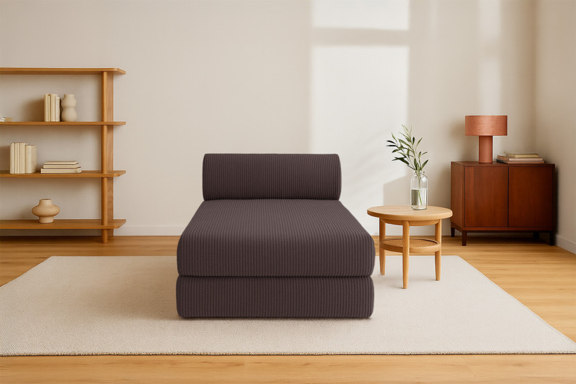 Méridienne convertible et modulable - Velours côtelé Marron