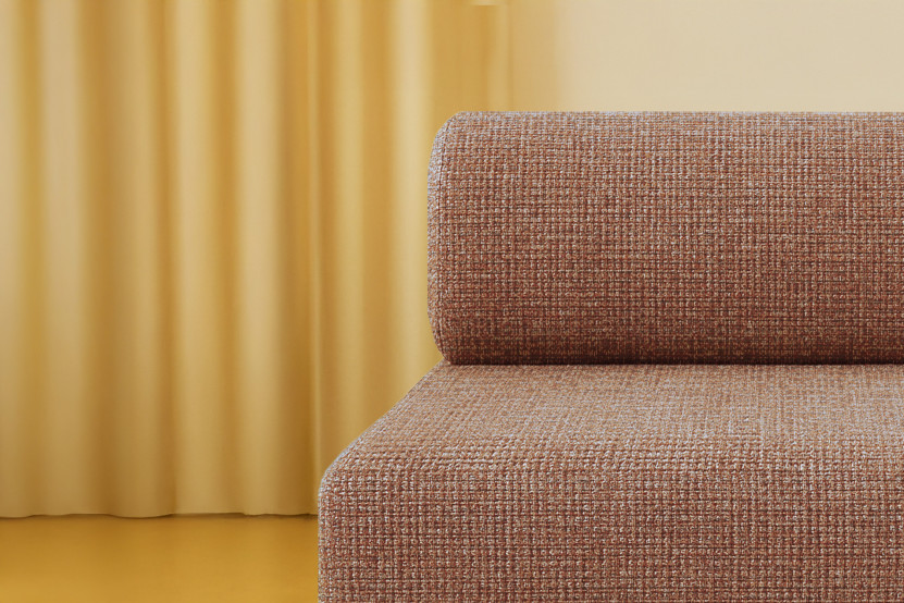 Canapé 2 places convertible et modulable - Tissu tweed Rouge