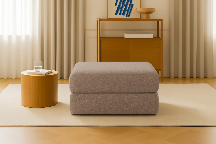 Pouf convertible et modulable - Tissu lisse Marron