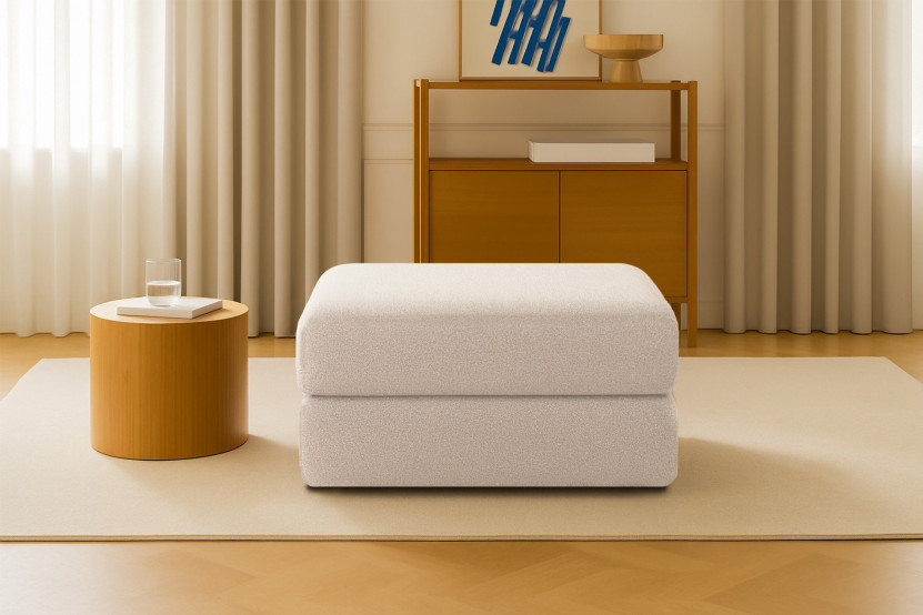 Pouf convertible et modulable - Tissu lisse Beige