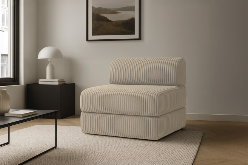 Fauteuil convertible et modulable - Velours côtelé XL Taupe