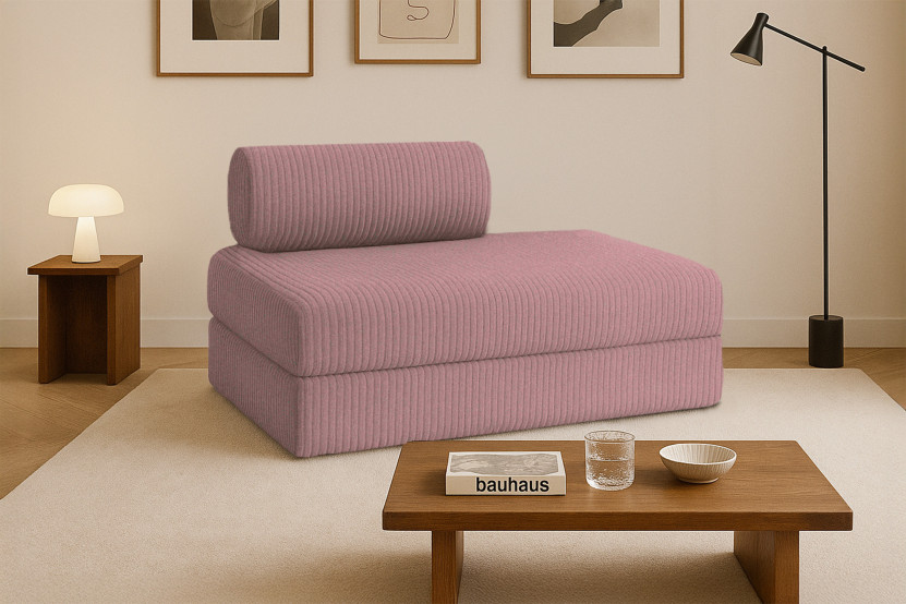 Canapé 2 places convertible et modulable - Velours côtelé XL Rose