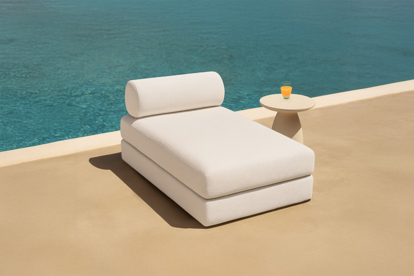 Méridienne convertible et modulable - Tissu extérieur Beige clair