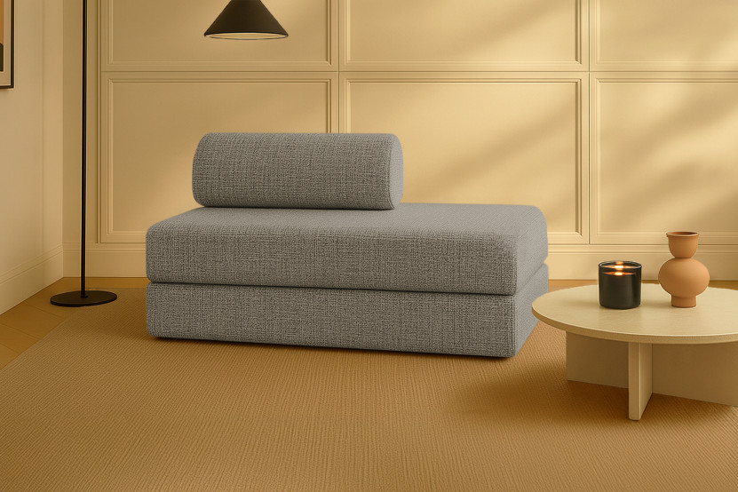 Canapé 2 places convertible et modulable - Tissu tweed Gris