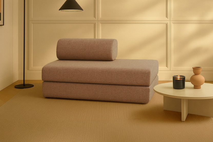 Canapé 2 places convertible et modulable - Tissu tweed Marron