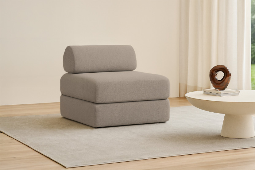 Fauteuil convertible et modulable - Tissu lisse Taupe
