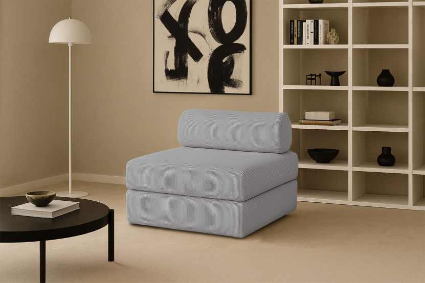 Fauteuil convertible et modulable - Velours côtelé Gris clair