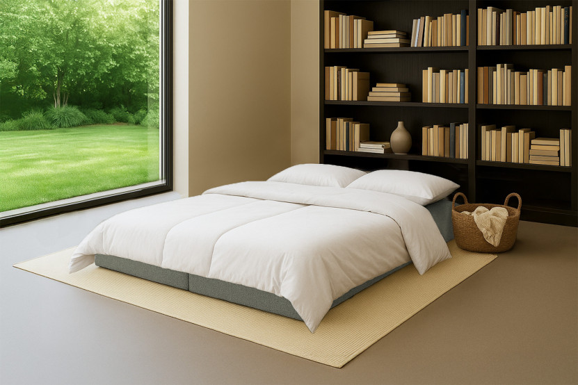 Méridienne convertible et modulable - Tissu tweed Vert