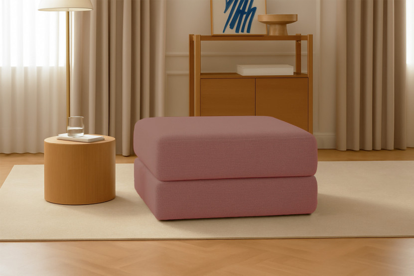 Pouf convertible et modulable - Tissu lisse Terracotta
