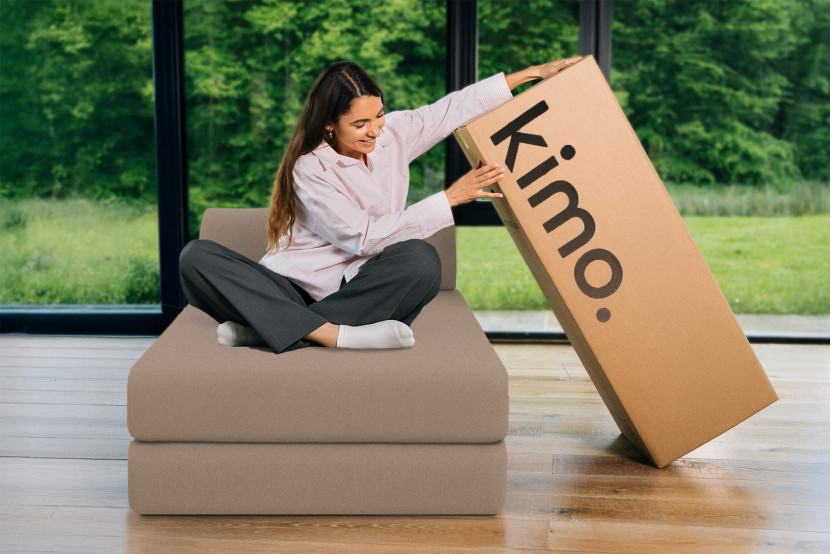 Méridienne convertible et modulable - Tissu lisse Marron