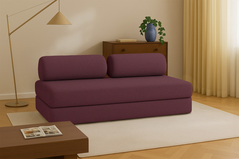 Canapé 3 places convertible et modulable - Tissu lisse Rouge