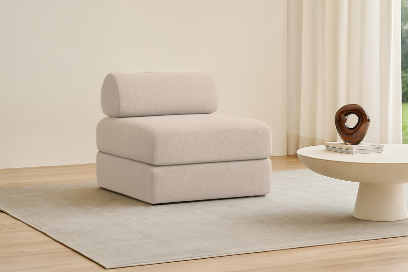 Fauteuil convertible et modulable - Tissu lisse Beige