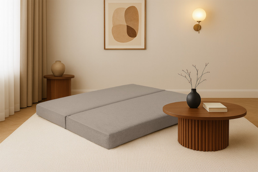 Méridienne convertible et modulable - Tissu lisse Taupe