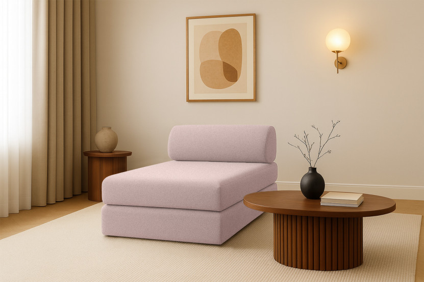 Méridienne convertible et modulable - Tissu lisse Rose