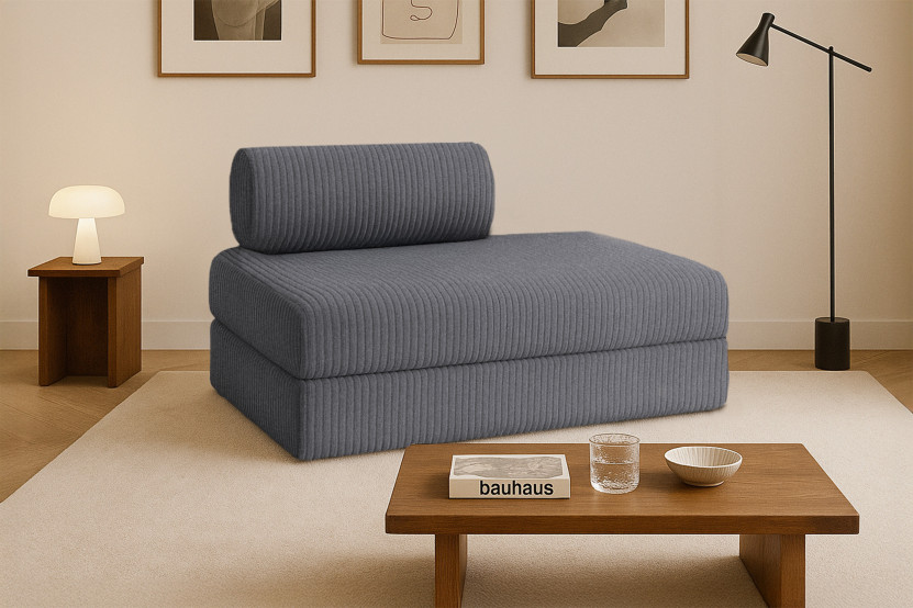 Canapé 2 places convertible et modulable - Velours côtelé XL Gris