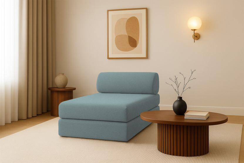 Méridienne convertible et modulable - Tissu lisse Vert