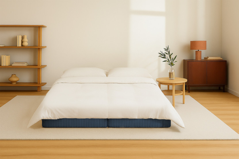 Méridienne convertible et modulable - Velours côtelé Bleu