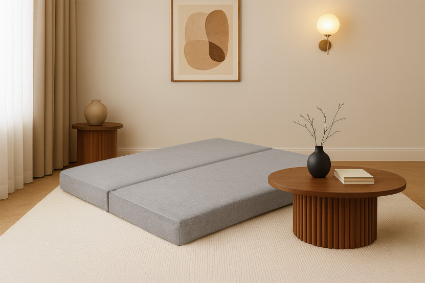 Méridienne convertible et modulable - Tissu lisse Gris clair