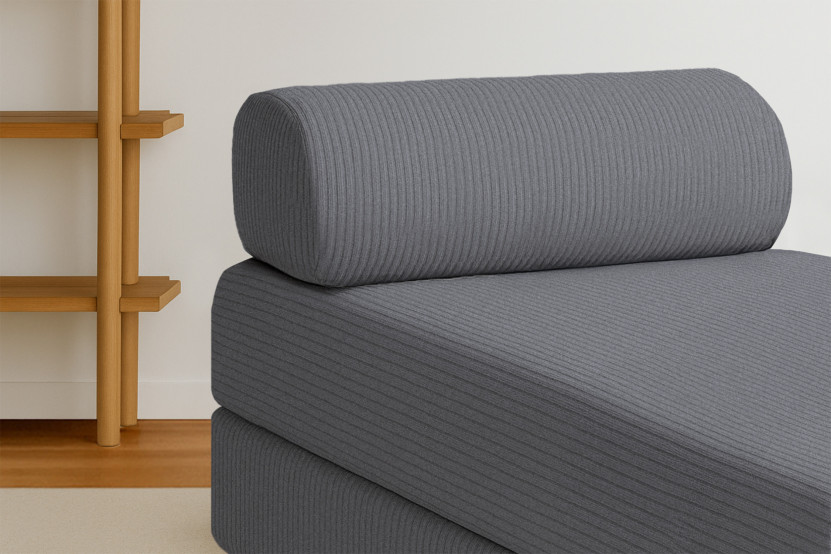 Méridienne convertible et modulable - Velours côtelé Gris