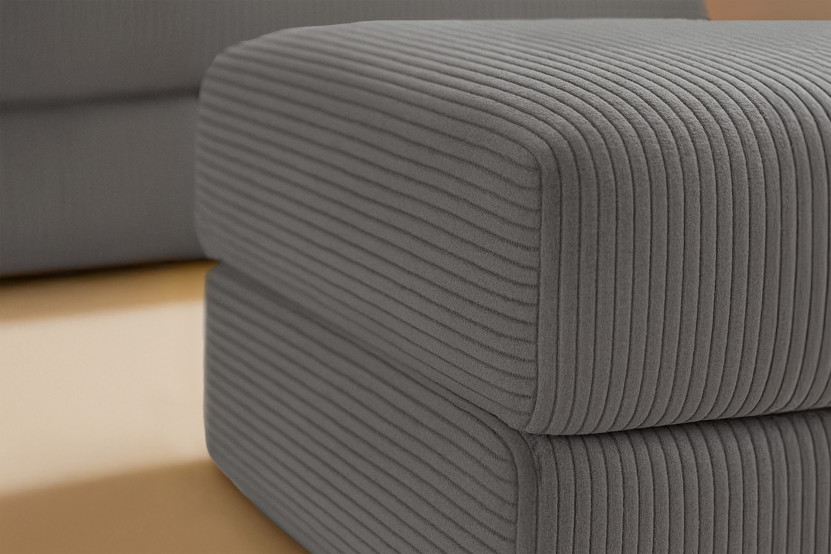 Pouf convertible et modulable - Velours côtelé Gris