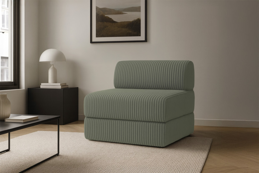 Fauteuil convertible et modulable - Velours côtelé XL Vert