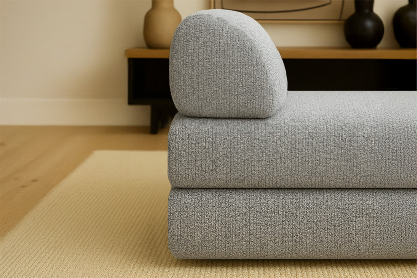 Méridienne convertible et modulable - Tissu tweed Gris