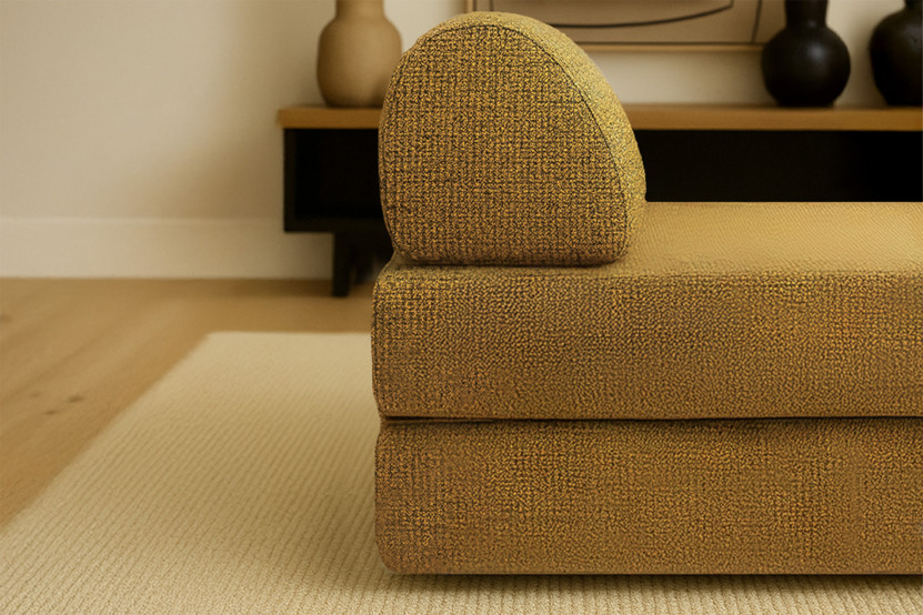 Méridienne convertible et modulable - Tissu tweed Jaune
