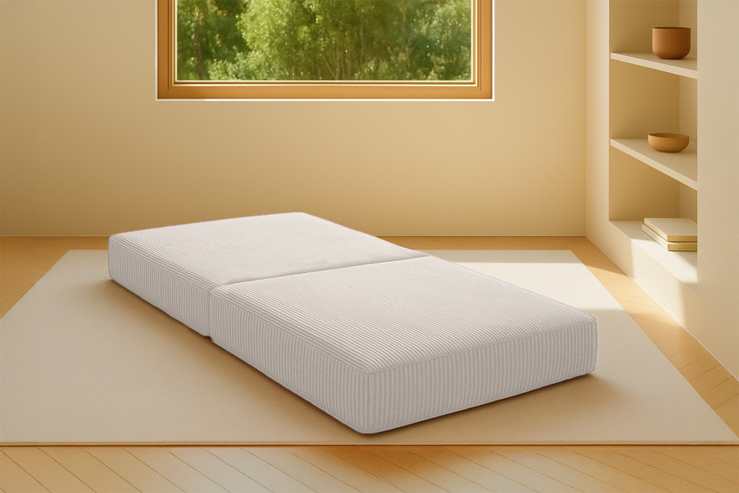 Pouf convertible et modulable - Velours côtelé Blanc