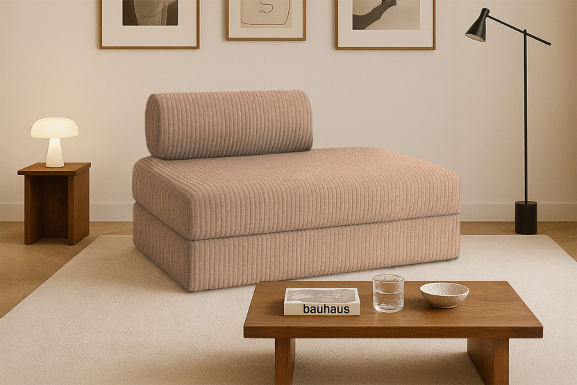 Canapé 2 places convertible et modulable - Velours côtelé XL Marron