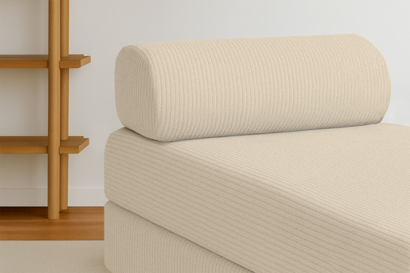 Méridienne convertible et modulable - Velours côtelé Beige