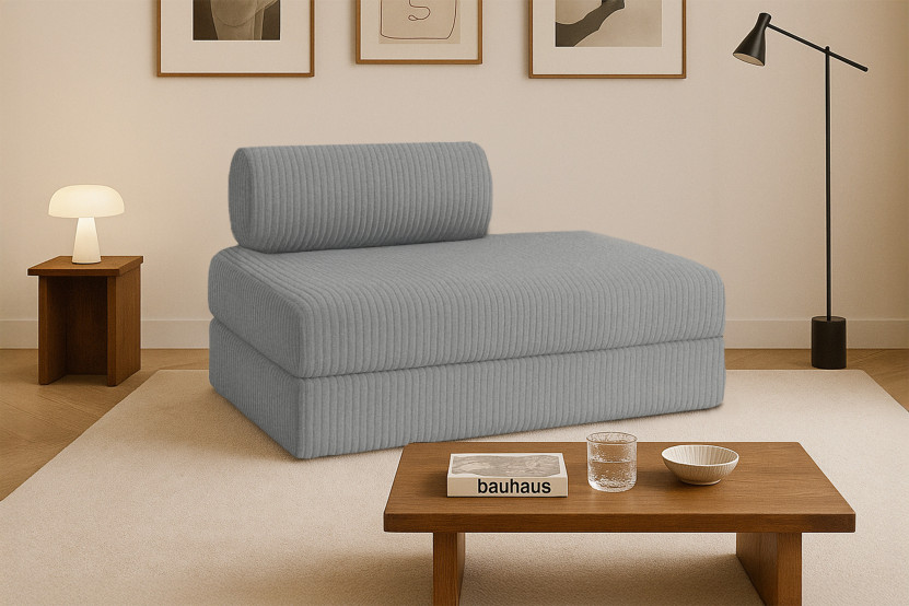 Canapé 2 places convertible et modulable - Velours côtelé XL Gris clair