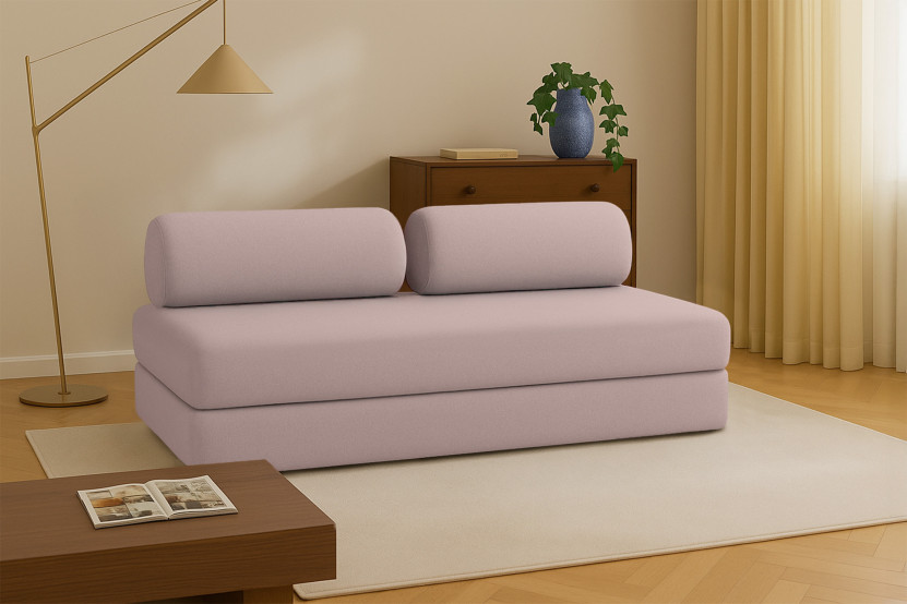 Canapé 3 places convertible et modulable - Tissu lisse Rose