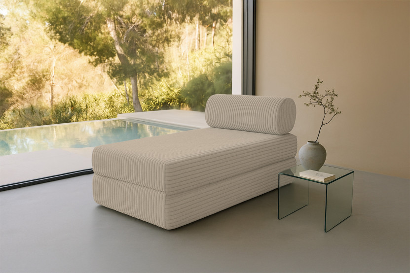 Méridienne convertible et modulable - Velours côtelé XL Taupe