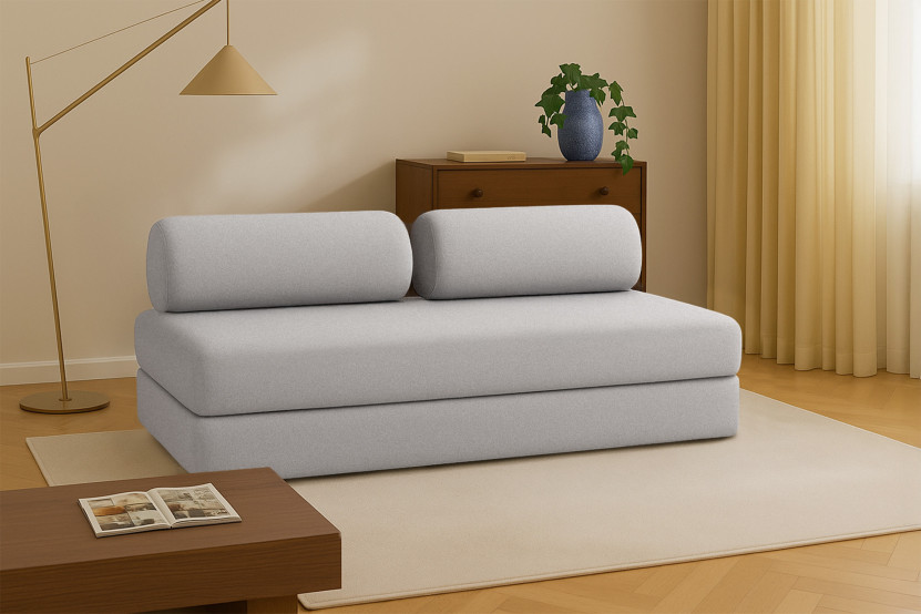 Canapé 3 places convertible et modulable - Tissu lisse Gris clair