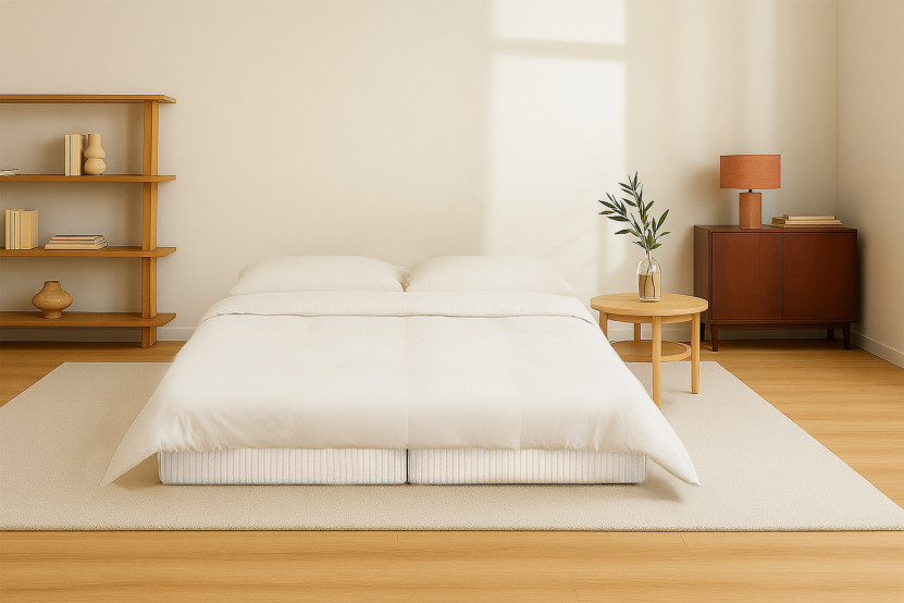 Méridienne convertible et modulable - Velours côtelé Blanc