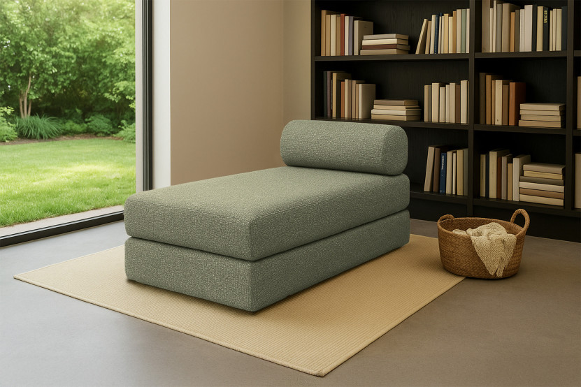 Méridienne convertible et modulable - Tissu tweed Vert