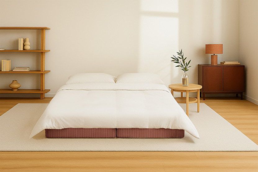 Méridienne convertible et modulable - Velours côtelé Terracotta