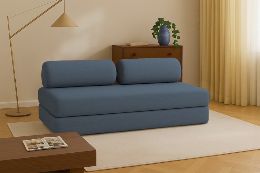 Canapé 3 places convertible et modulable - Tissu lisse Bleu