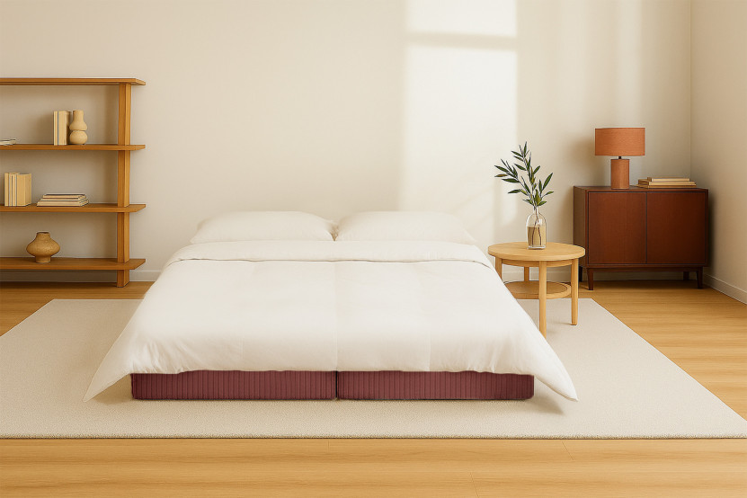 Méridienne convertible et modulable - Velours côtelé Rouge