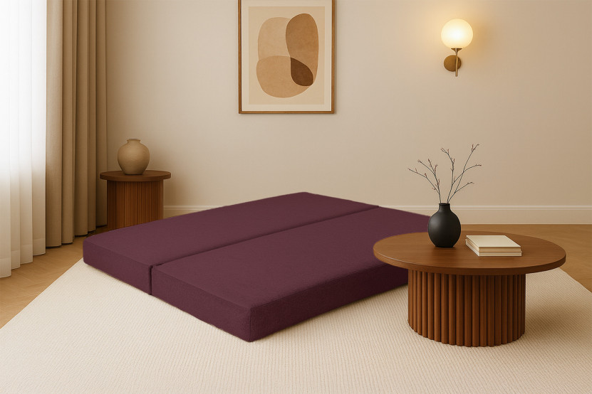 Méridienne convertible et modulable - Tissu lisse Rouge