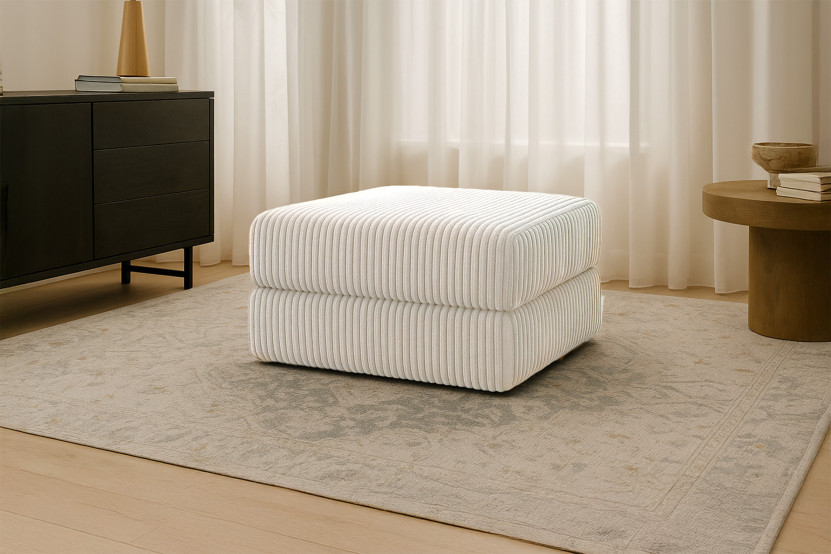 Pouf convertible et modulable - Velours côtelé XL Blanc